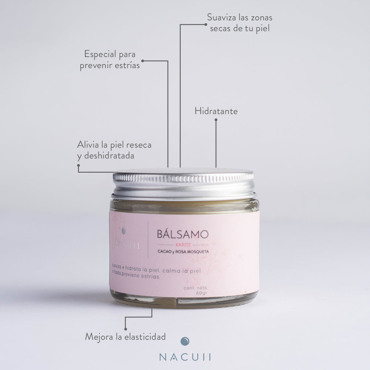 Bálsamo de cacao y rosa mosqueta