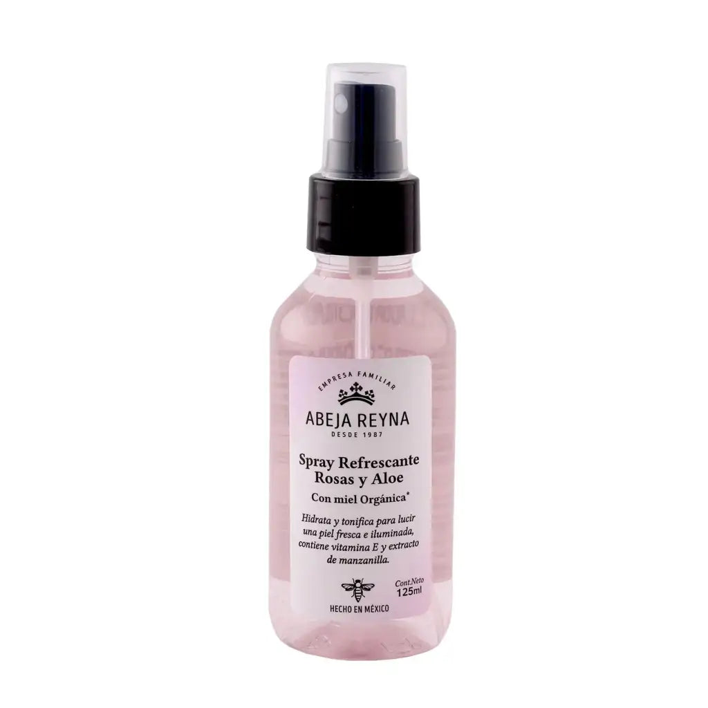 Spray refrescante de agua de rosas,  aloe vera, miel y ácido hialurónico